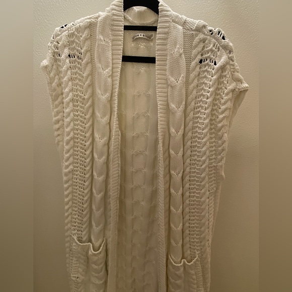 Alice + Olivia Ivory Jodi Cable-Knit Cardigan size L - Picture 2 of 4